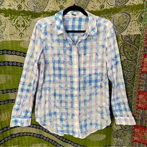 Pilcro x Anthropologie The Cate Tie-Dye Button Down Top Size Medium - Picture 2 of 16